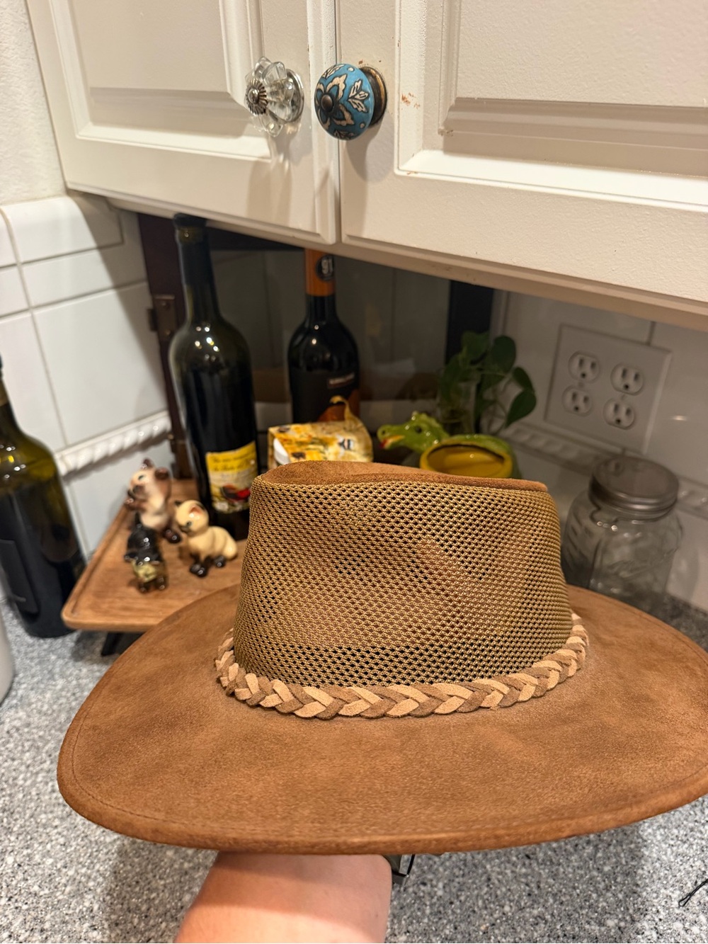 Henschel Hat Co Wrangler Men M Outdoor Explorer Brown Suede Breezer Mesh Hat